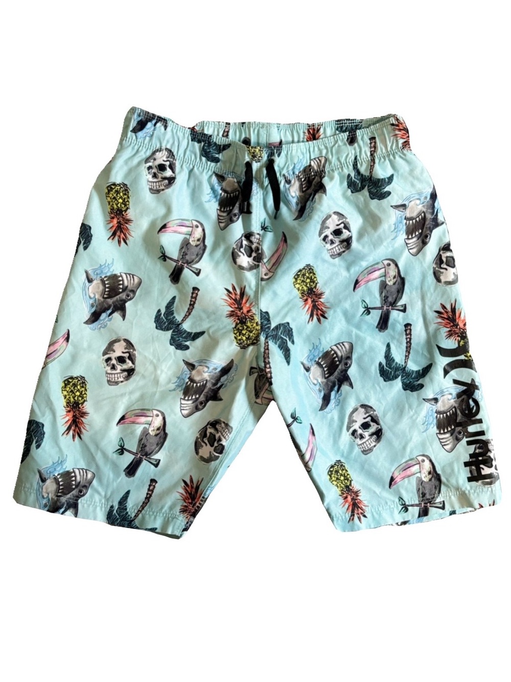 Hurley Big boys youth 10-12 swim shorts Tropical & Shark Print Swim Trunks